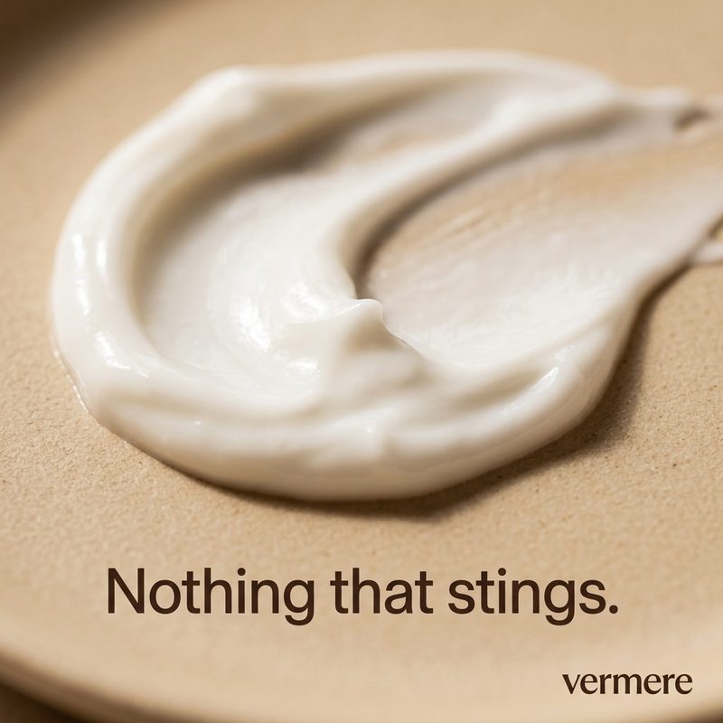 Generated Meta ad: macro shot of cream texture, headline Nothing that stings